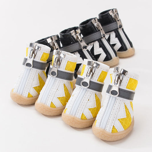 HKM-0984893 Breathable Non-Slip Dog Shoes with Wear-Resistant Honeycomb Mesh and Washable Oxford Sole