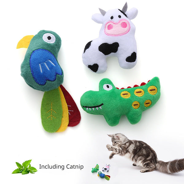 HKM-0985533 Cow-Shaped Plush Cat Toy with Catnip - Interactive & Bite-Resistant Fun for Cats