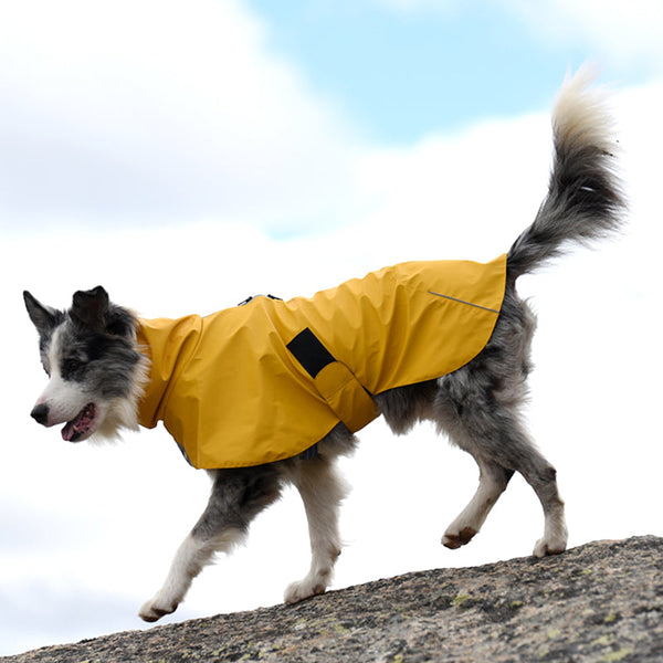 HKM-0985661 Waterproof Windproof Raincoat for Dogs - Sports Style Pet Shell Jacket in Yellow and Orange