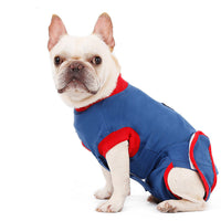 HKM-0986429 Postoperative Recovery Dog Vest - Soft Cotton Anti-Licking Surgical Gown in Blue, Sizes XS to 2XL