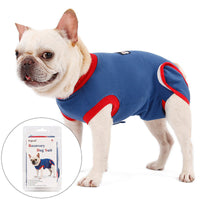 HKM-0986429 Postoperative Recovery Dog Vest - Soft Cotton Anti-Licking Surgical Gown in Blue, Sizes XS to 2XL