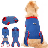 HKM-0986429 Postoperative Recovery Dog Vest - Soft Cotton Anti-Licking Surgical Gown in Blue, Sizes XS to 2XL