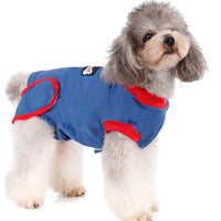 HKM-0986429 Postoperative Recovery Dog Vest - Soft Cotton Anti-Licking Surgical Gown in Blue, Sizes XS to 2XL
