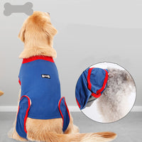 HKM-0986429 Postoperative Recovery Dog Vest - Soft Cotton Anti-Licking Surgical Gown in Blue, Sizes XS to 2XL