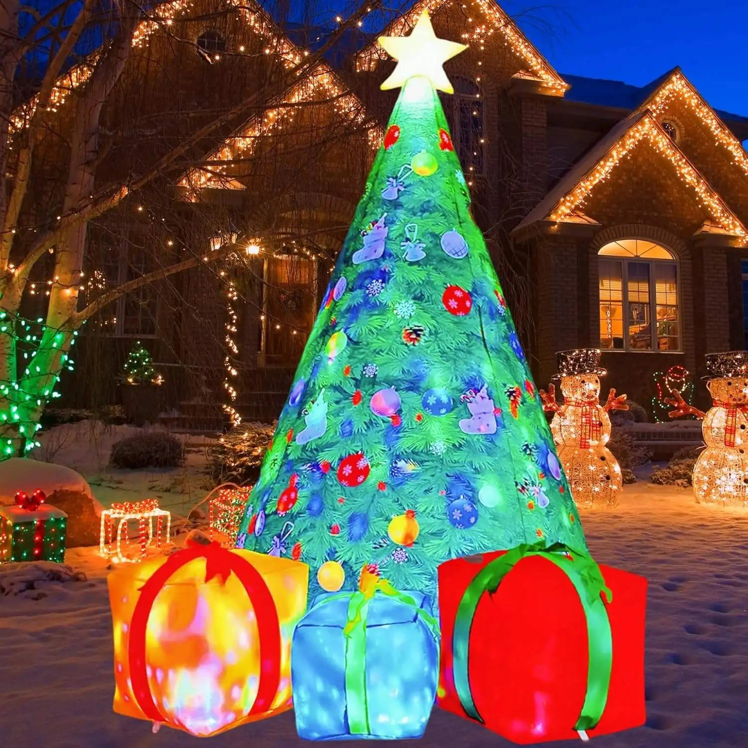 HKM-098707 7 Ft Christmas Inflatables Tree with Built-in LEDs for Outdoor and Indoor Decoration