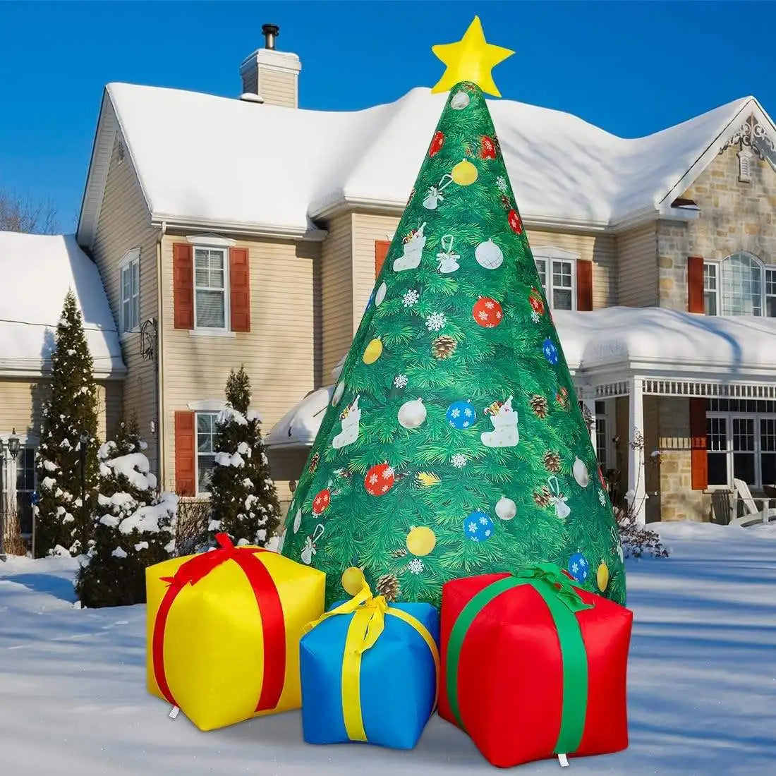 HKM-098707 7 Ft Christmas Inflatables Tree with Built-in LEDs for Outdoor and Indoor Decoration