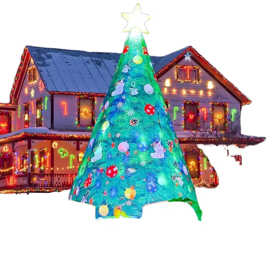 HKM-098707 7 Ft Christmas Inflatables Tree with Built-in LEDs for Outdoor and Indoor Decoration