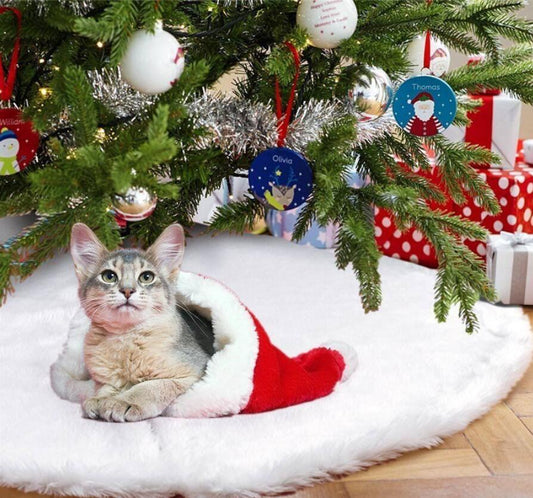 HKM-098707 White Plush Christmas Tree Skirt for Holiday Decoration - Available in Multiple Sizes