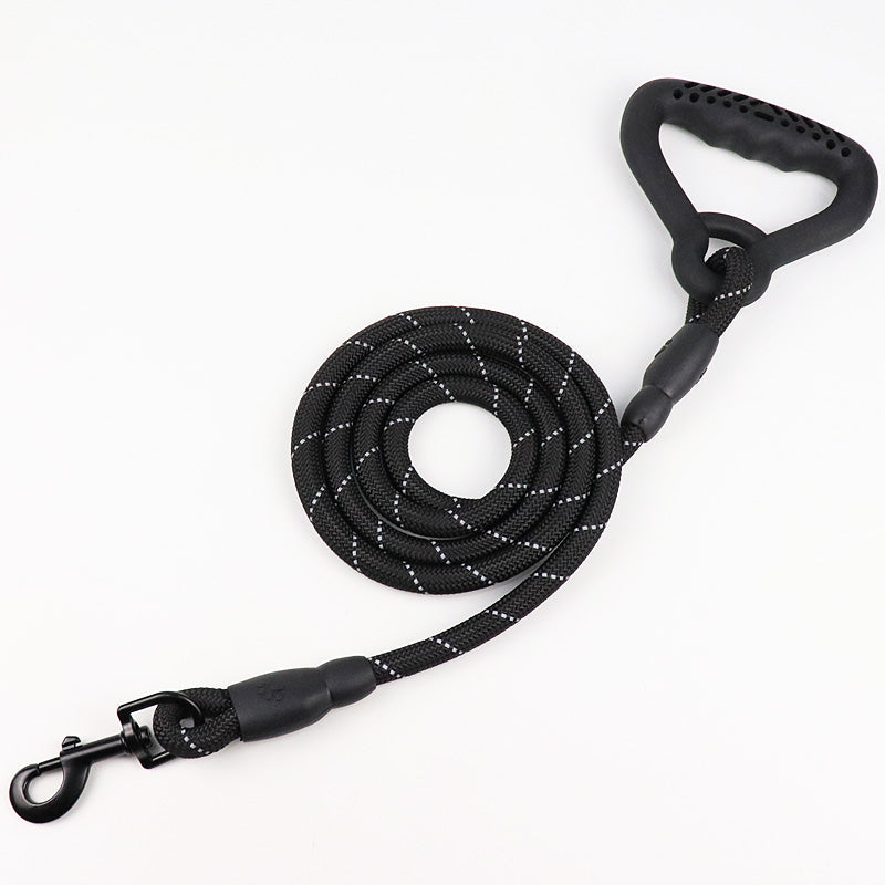 HKM-0987837 Reflective Dog Rope Leash for Large Breeds - Available in 2M, 3M, and 15M Lengths with Soft Plastic Handles