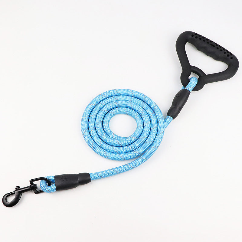 HKM-0987837 Reflective Dog Rope Leash for Large Breeds - Available in 2M, 3M, and 15M Lengths with Soft Plastic Handles