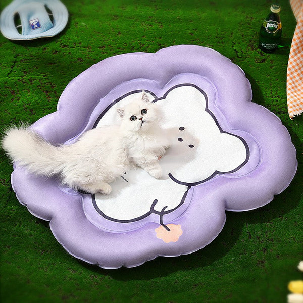 HKM-0988093 Durable Waved Bear Shaped Pet Ice Mat Cushion, PVC & Gel, Sizes M & L