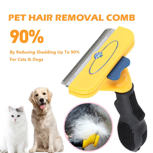 HKM-0989629 Stainless Steel Pet Hair Removal Comb for Dogs and Cats with TPE Skin-Friendly Protection