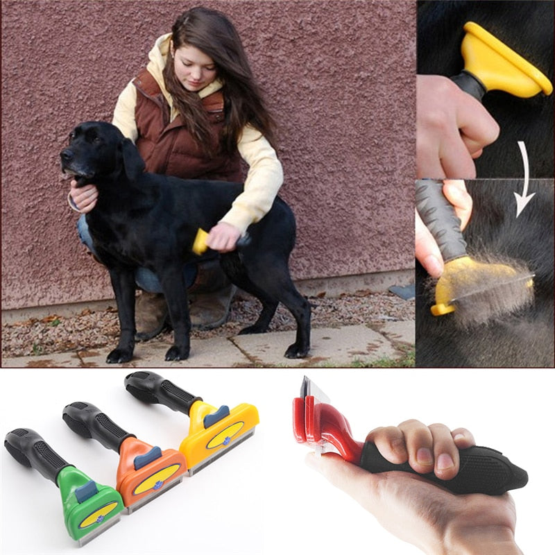 HKM-0989629 Stainless Steel Pet Hair Removal Comb for Dogs and Cats with TPE Skin-Friendly Protection