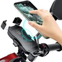 HKM-098963 Motorcycle Universal Phone Holder with USB Buckle and Wireless Charging Option