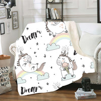 HKM-099091 Cute Cartoon Animal Double Layer Lamb Wool Blanket - Soft, Thick, Skin-friendly Cashmere Blanket in Various Colors and Sizes