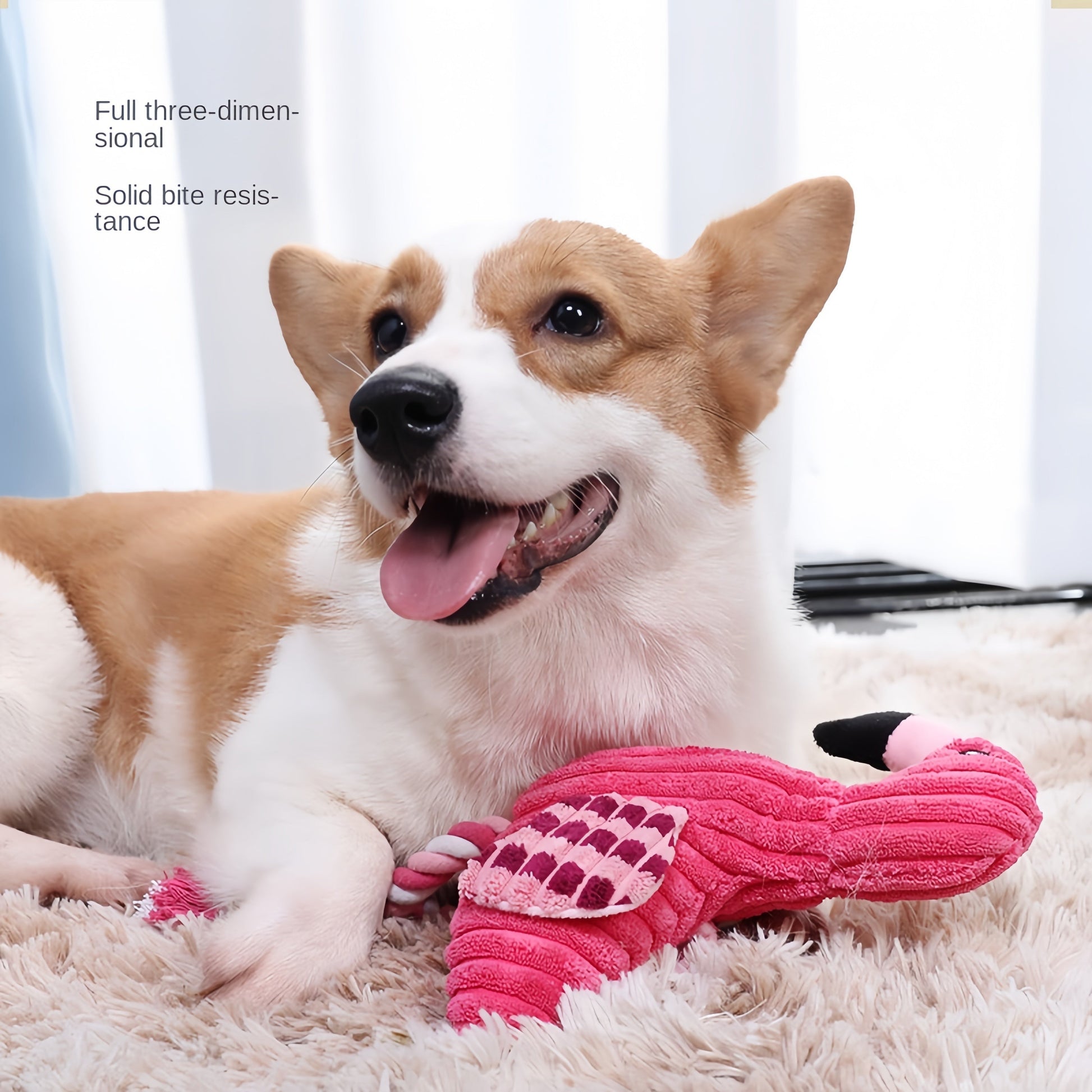 HKM-0991293 Plush Animal Shape Squeaky Dog Toy - Durable Corduroy for Small and Large Dogs