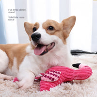 HKM-0991293 Plush Animal Shape Squeaky Dog Toy - Durable Corduroy for Small and Large Dogs