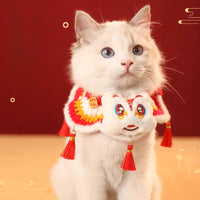 HKM-0991421 New Year’s Scarf Collar for Cats and Dogs - Festive Autumn and Winter Pet Accessory