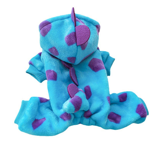 HKM-0992189 Fleece-Lined Floral Dinosaur Pet Costume for Dogs and Cats - Multiple Colors and Sizes Available