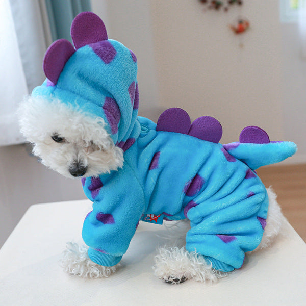 HKM-0992189 Fleece-Lined Floral Dinosaur Pet Costume for Dogs and Cats - Multiple Colors and Sizes Available