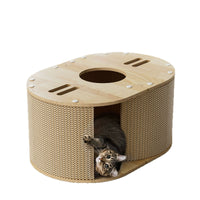 HKM-0993853 Cat Climbing Frame with Tunnel, Corrugated Paper Nest for Small Cats