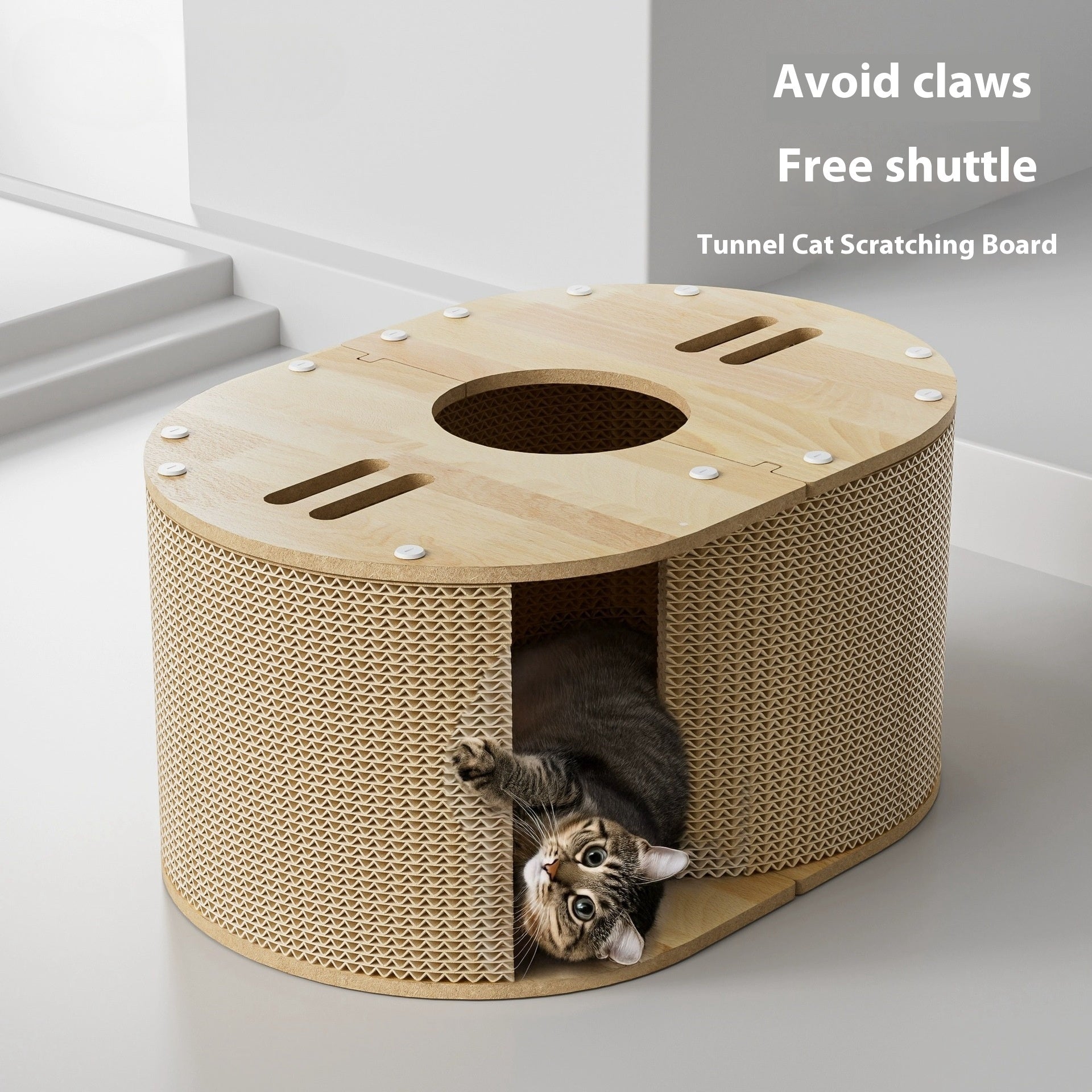 HKM-0993853 Cat Climbing Frame with Tunnel, Corrugated Paper Nest for Small Cats