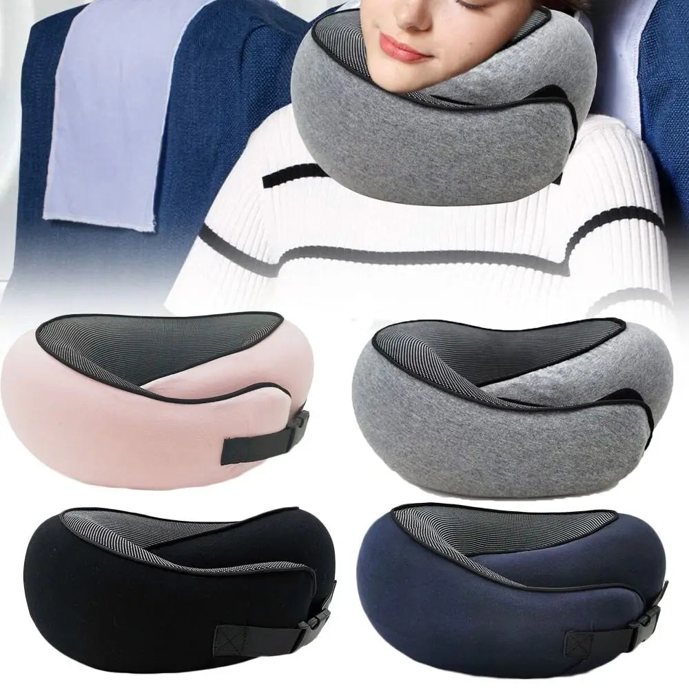 HKM-099539 Adjustable U-Shaped Memory Foam Travel Neck Pillow for Comfortable Support on Planes, Cars, and Offices