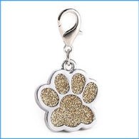 HKM-0995773 Custom Glitter Zinc Alloy Dog Tag - Foot Paw Design, Anti-Lost Lettering, 9g, 2.5x2.9cm