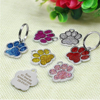 HKM-0995773 Custom Glitter Zinc Alloy Dog Tag - Foot Paw Design, Anti-Lost Lettering, 9g, 2.5x2.9cm