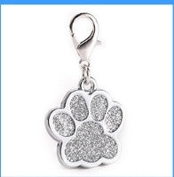 HKM-0995773 Custom Glitter Zinc Alloy Dog Tag - Foot Paw Design, Anti-Lost Lettering, 9g, 2.5x2.9cm