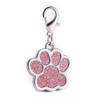 HKM-0995773 Custom Glitter Zinc Alloy Dog Tag - Foot Paw Design, Anti-Lost Lettering, 9g, 2.5x2.9cm