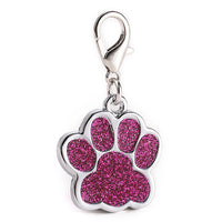 HKM-0995773 Custom Glitter Zinc Alloy Dog Tag - Foot Paw Design, Anti-Lost Lettering, 9g, 2.5x2.9cm
