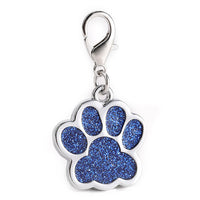 HKM-0995773 Custom Glitter Zinc Alloy Dog Tag - Foot Paw Design, Anti-Lost Lettering, 9g, 2.5x2.9cm