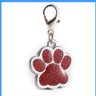 HKM-0995773 Custom Glitter Zinc Alloy Dog Tag - Foot Paw Design, Anti-Lost Lettering, 9g, 2.5x2.9cm