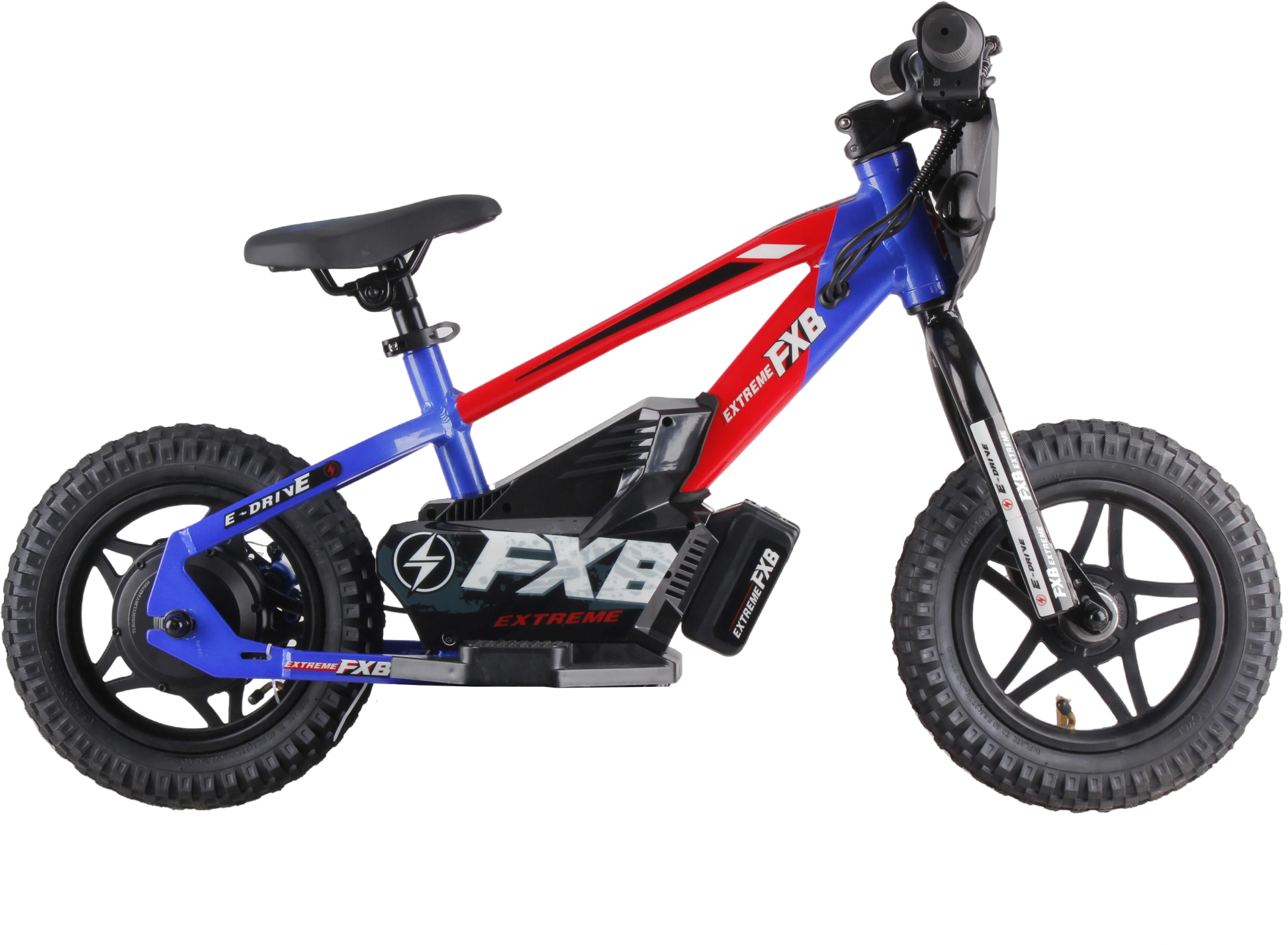 HKM-099667 Children's 12" Electric Balance Bike with Hydraulic Suspension, 250W Motor, and 3 Speed Settings
