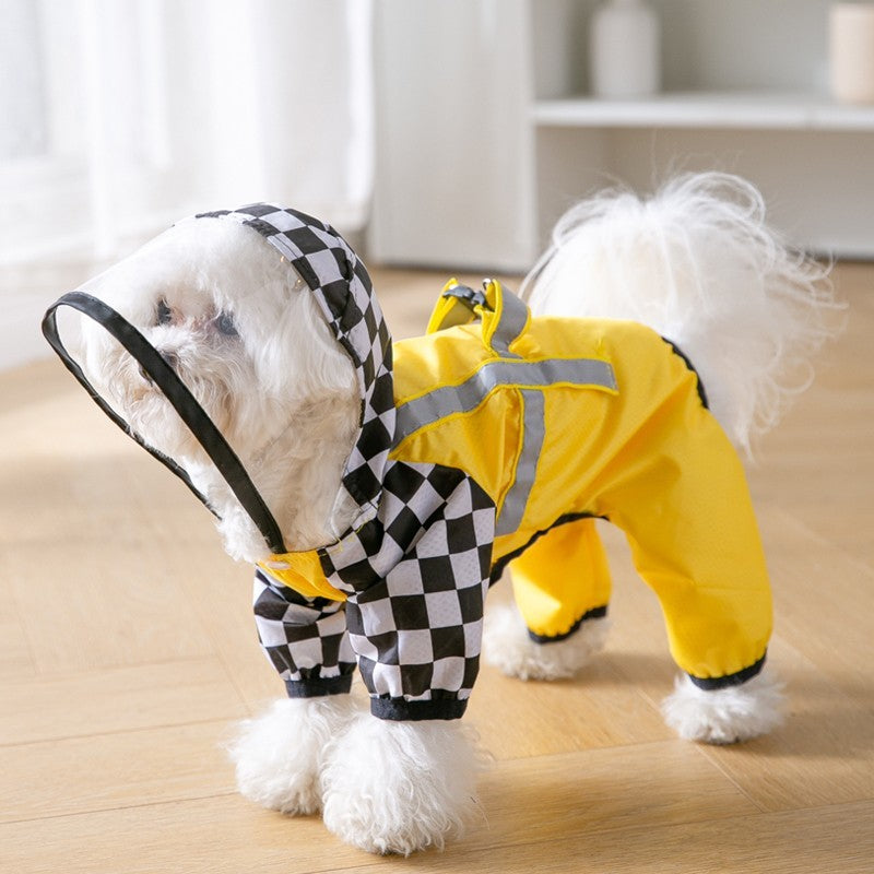 HKM-0997949 Four-Leg Waterproof Dog Raincoat in Fun Prints - EVA & Polyester Taffeta