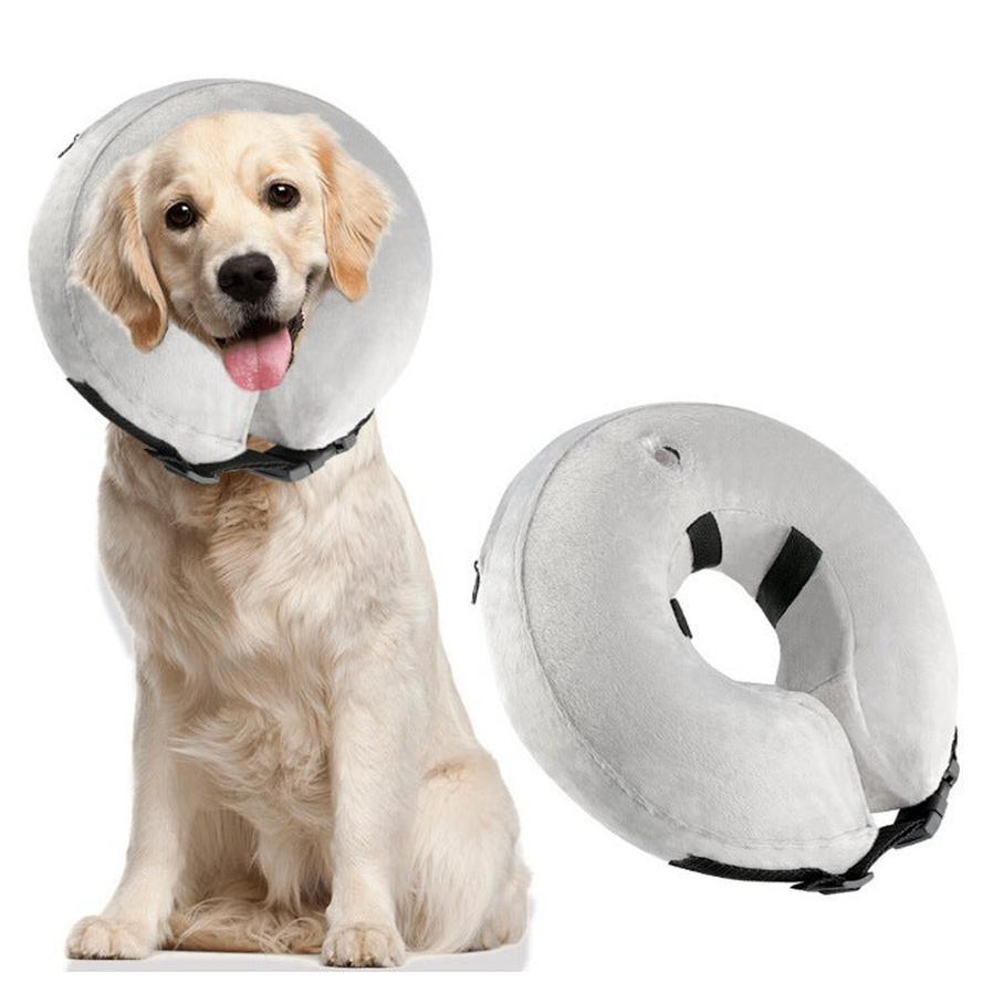 HKM-099795 Inflatable Cotton Pet Collar - Adjustable Neck Sizes for Comfort - Grey and Blue Options Available