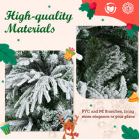 HKM-099859 7.5FT Snow Flocked Pre-Lit Christmas Tree with 350 Multi-Color LED Lights and 8 Flashing Modes
