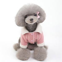 HKM-0999229 Deerskin Velvet Lapel Jacket for Pets - Cute Dog and Cat Clothes in Light Purple and Brown