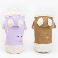 HKM-0999229 Deerskin Velvet Lapel Jacket for Pets - Cute Dog and Cat Clothes in Light Purple and Brown