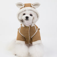 HKM-0999229 Deerskin Velvet Lapel Jacket for Pets - Cute Dog and Cat Clothes in Light Purple and Brown