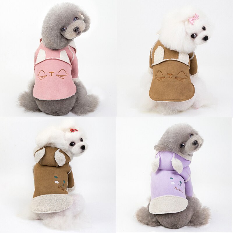 HKM-0999229 Deerskin Velvet Lapel Jacket for Pets - Cute Dog and Cat Clothes in Light Purple and Brown