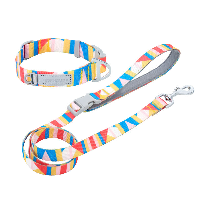 HKM-0999357 Nylon Traction Belt for Small, Medium, and Large Dogs - Adjustable Neck Size, 120cm Length, Blue or Yellow