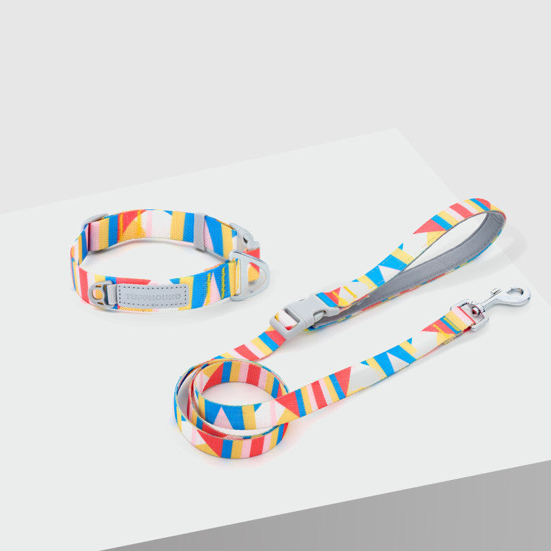 HKM-0999357 Nylon Traction Belt for Small, Medium, and Large Dogs - Adjustable Neck Size, 120cm Length, Blue or Yellow