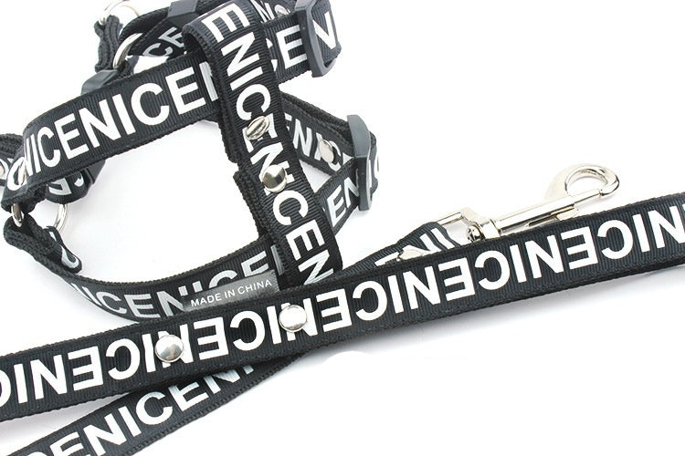 HKM-1001021 Casual Polyester Traction Dog Collar in Black, Red, and Yellow - Sizes S, M, L