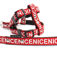 HKM-1001021 Casual Polyester Traction Dog Collar in Black, Red, and Yellow - Sizes S, M, L