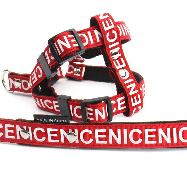 HKM-1001021 Casual Polyester Traction Dog Collar in Black, Red, and Yellow - Sizes S, M, L