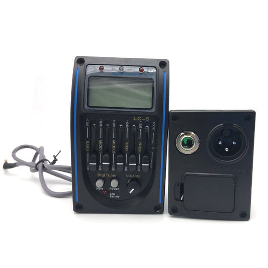 HKM-100115 5-String Piezoelectric Acoustic Guitar Pickup with 5-Segment EQ and Microphone Clapper Tuner