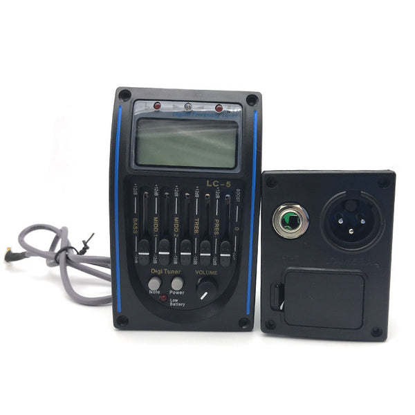 HKM-100115 5-String Piezoelectric Acoustic Guitar Pickup with 5-Segment EQ and Microphone Clapper Tuner