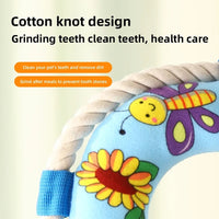 HKM-1002813 Soft Plush Dog Pull Ring Toy with Squeaker, Chew-Resistant for Fetch and Play